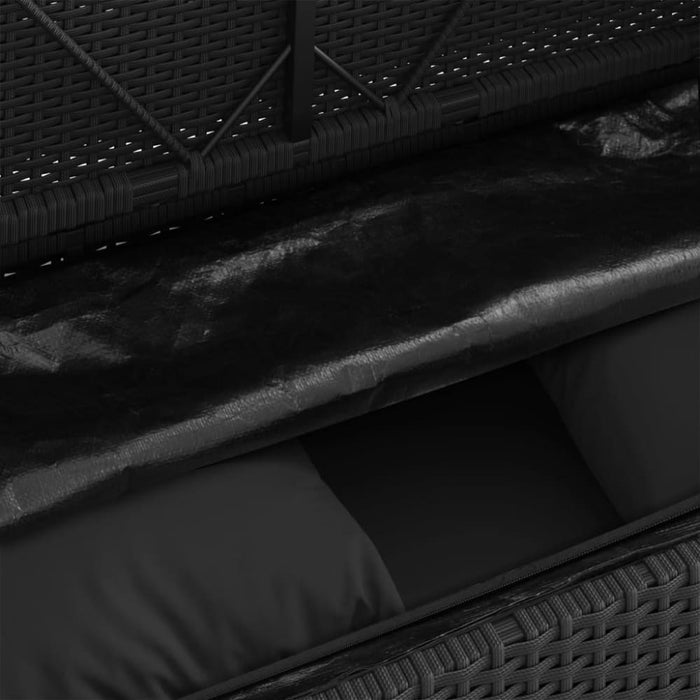 Garden Bench with Cushions Black Poly Rattan Tlpilo