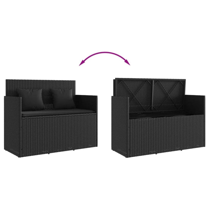 Garden Bench with Cushions Black Poly Rattan Tlpilo