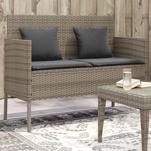 Garden Bench With Cushions Grey Poly Rattan Tlpiit