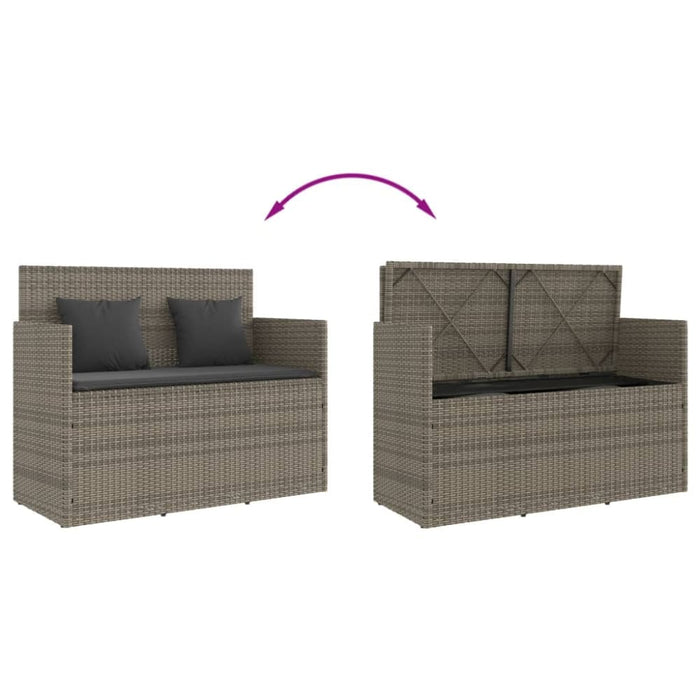 Garden Bench With Cushions Grey Poly Rattan Tlpilt