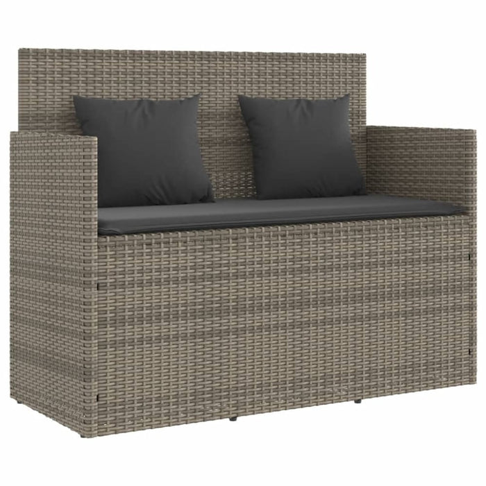 Garden Bench With Cushions Grey Poly Rattan Tlpilt