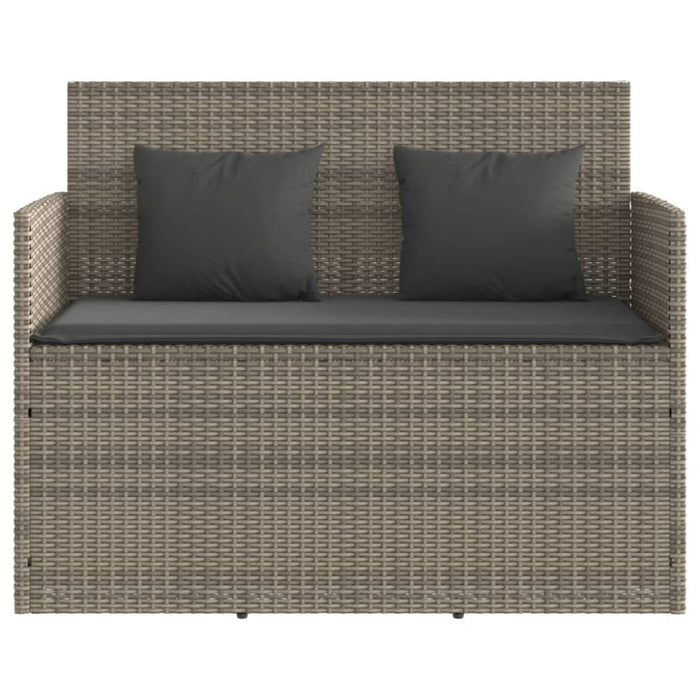 Garden Bench With Cushions Grey Poly Rattan Tlpilt