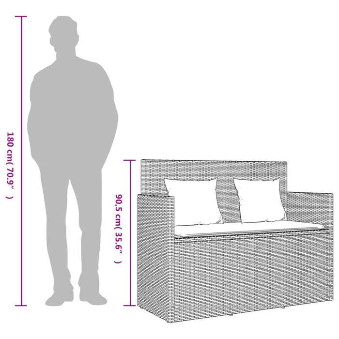 Garden Bench With Cushions Grey Poly Rattan Tlpilt