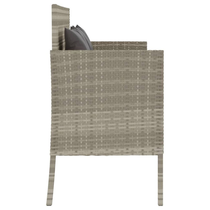 Garden Bench With Cushions Light Grey Poly Rattan Tlpiil