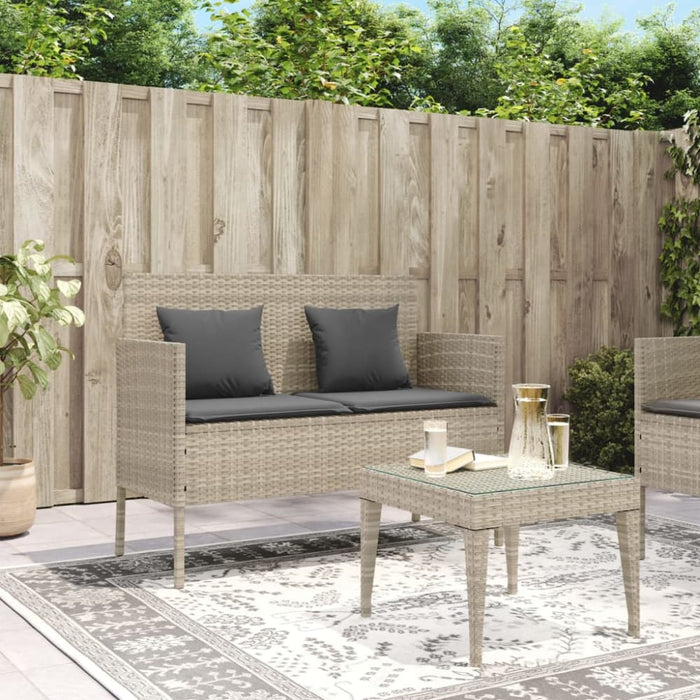 Garden Bench With Cushions Light Grey Poly Rattan Tlpiil