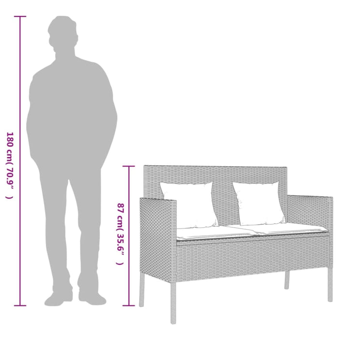 Garden Bench With Cushions Light Grey Poly Rattan Tlpiil