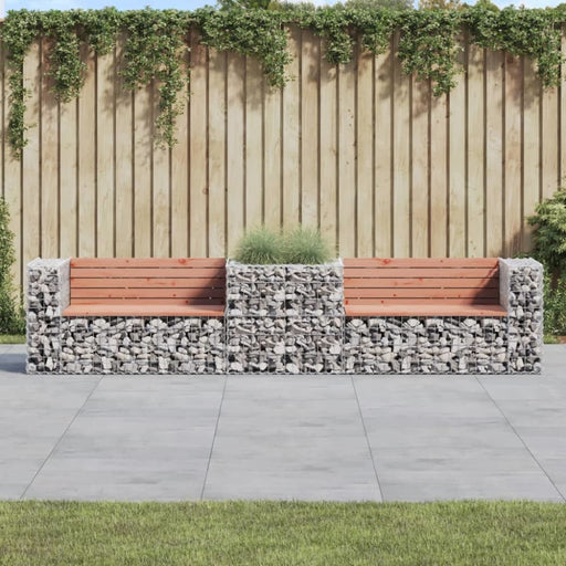 Garden Bench with Gabion Basket Solid Wood Douglas Toklxal