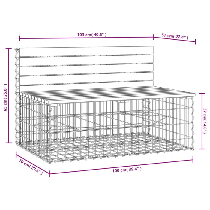 Garden Bench Gabion Design 103x70x65 Cm Solid Wood Pine