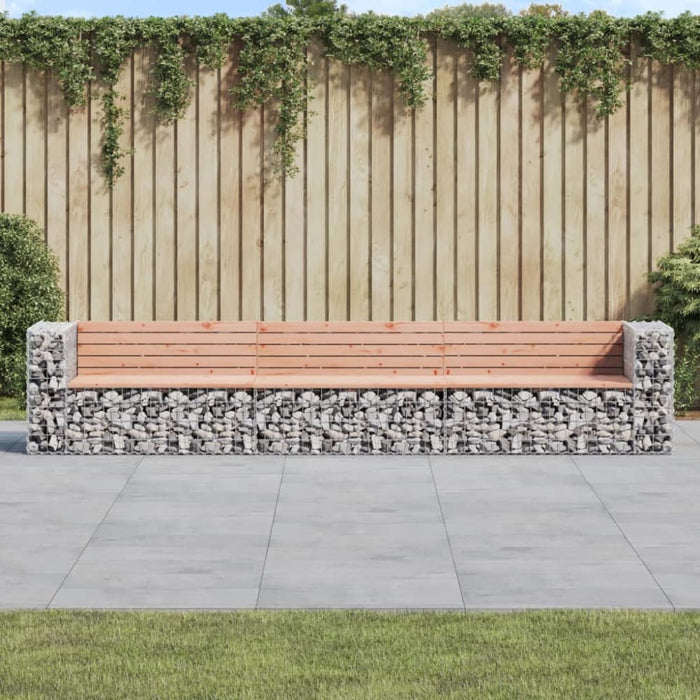 Garden Bench Gabion Design 347x71x65.5 Cm Solid Wood