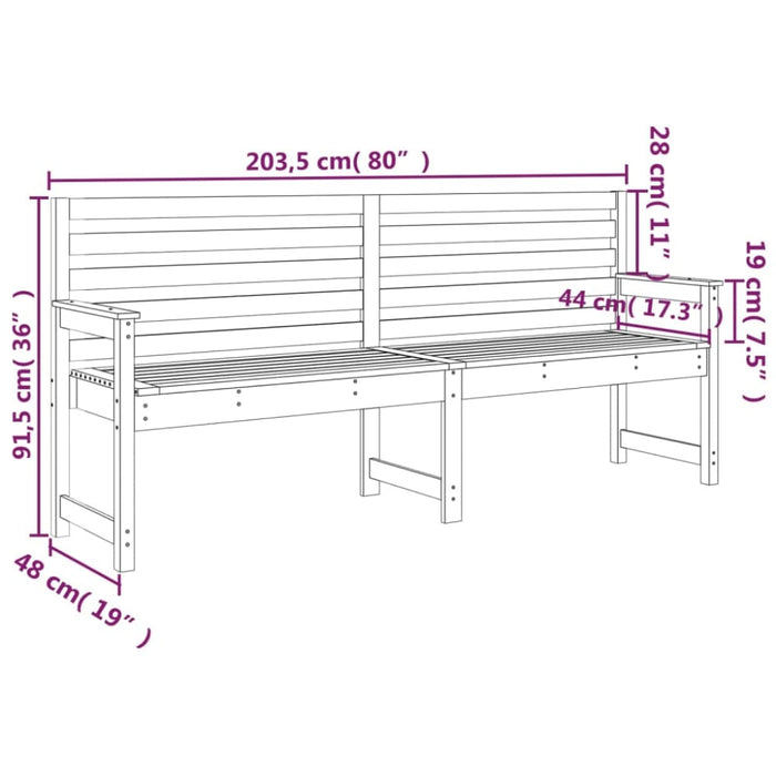 Garden Bench Grey 203.5x48x91.5 Cm Solid Wood Pine Nxabil