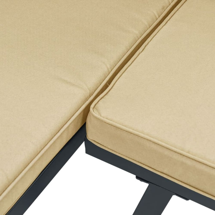 Garden Bench Set With Cushions 3 Pcs Black Powder-coated