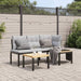 Garden Bench Set With Cushions 3 Pcs Black Powder-coated