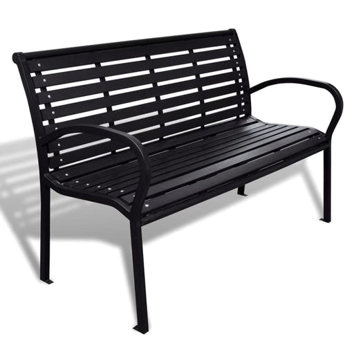 Garden Bench Steel and Wpc Black Aoppl