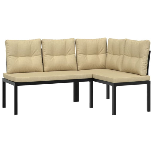 Garden Benches 2 Pcs With Cushions Black Powder-coated