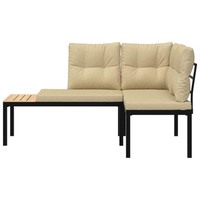 Garden Benches 2 Pcs With Cushions Black Powder-coated