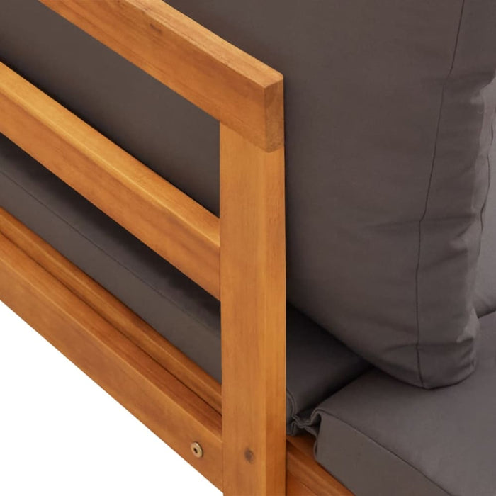 Garden Benches with Dark Grey Cushions 2 Pcs Acacia Wood