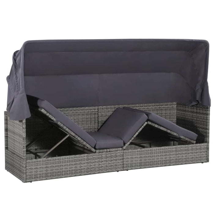 Garden Bed With Canopy Grey 205x62 Cm Poly Rattan Atklx