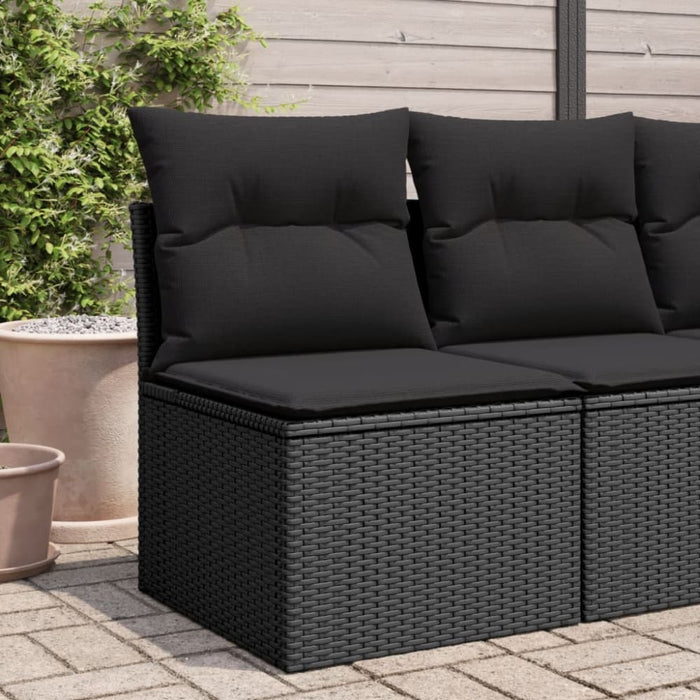 Garden Chair Armless With Cushions Black Poly Rattan Tlpkna