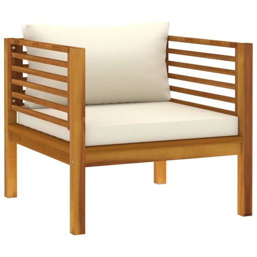 Garden Chair with Cream White Cushions Solid Acacia Wood
