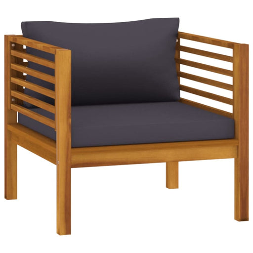 Garden Chair with Dark Grey Cushions Solid Acacia Wood