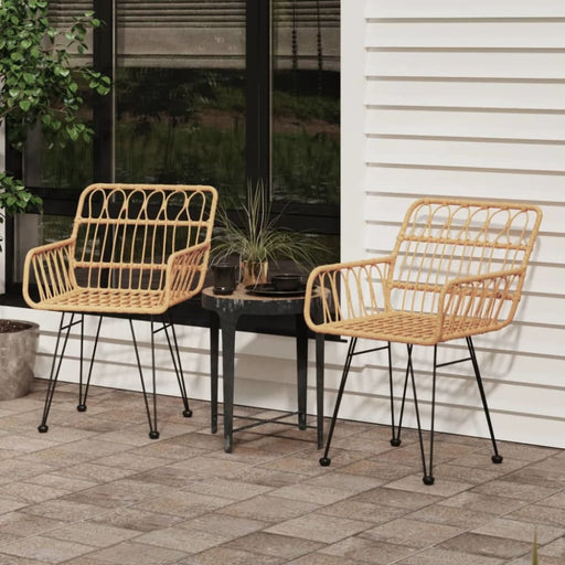 Garden Chairs 2 Pcs with Armrest 56x64x80 Cm Pe Rattan