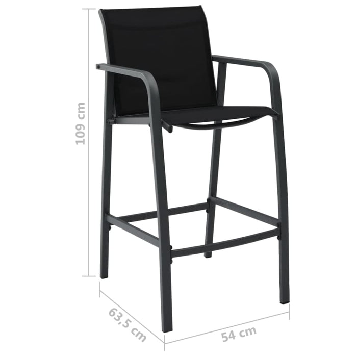 Garden Bar Chairs 2 Pcs Black Textilene Anool