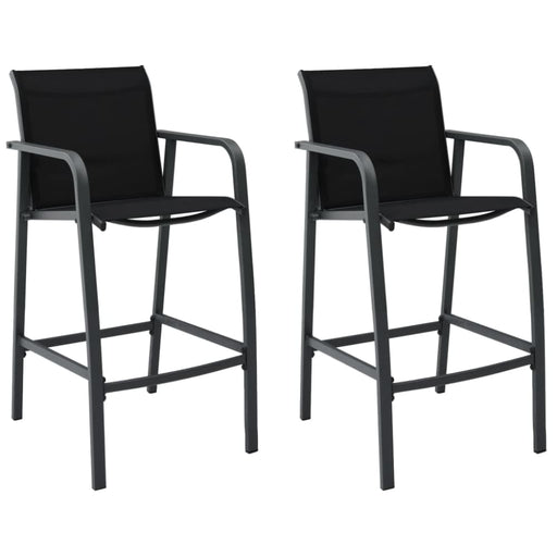 Garden Bar Chairs 2 Pcs Black Textilene Anool