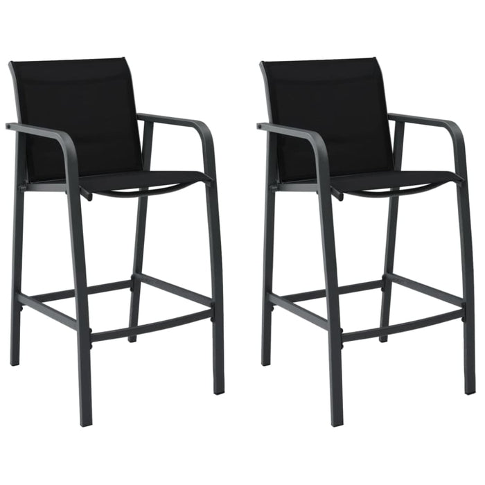 Garden Bar Chairs 2 Pcs Black Textilene Anool