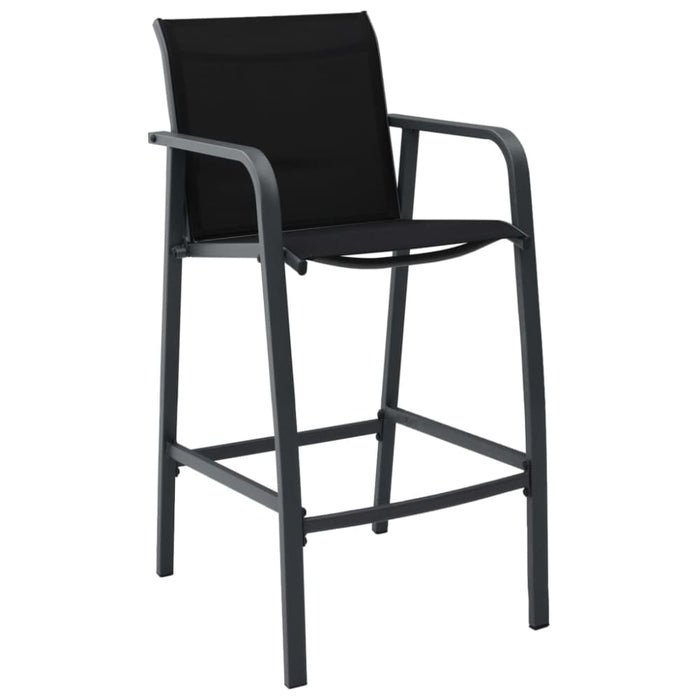 Garden Bar Chairs 2 Pcs Black Textilene Anool