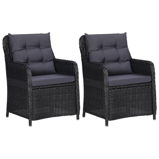 Garden Chairs 2 Pcs with Cushions Poly Rattan Black Alpan