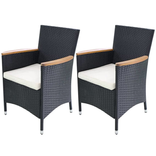 Garden Chairs 2 Pcs with Cushions Poly Rattan Black Axpix