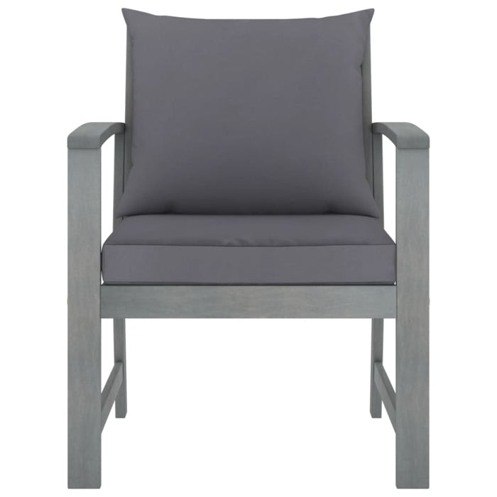 Garden Chairs 2 Pcs with Dark Grey Cushions Solid Acacia