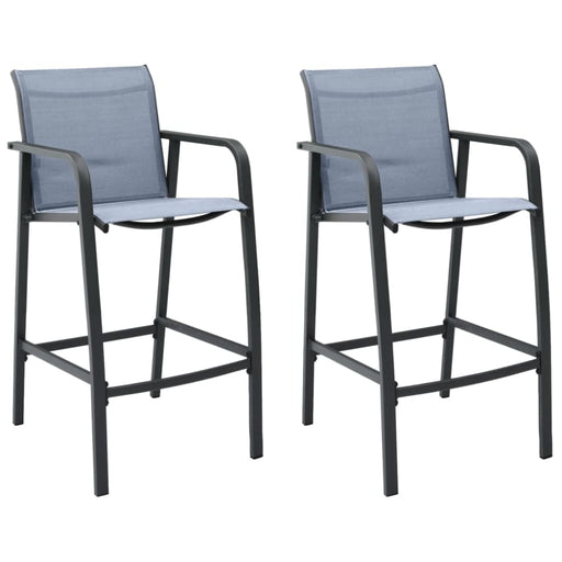Garden Bar Chairs 2 Pcs Grey Textilene Anoon