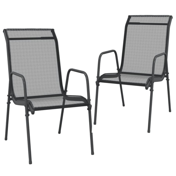 Garden Chairs 2 Pcs Steel and Textilene Black Tolnoi