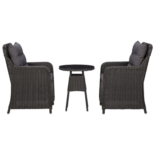 Garden Chairs 2 Pcs with Tea Table Poly Rattan Black Alppb