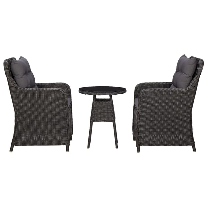 Garden Chairs 2 Pcs with Tea Table Poly Rattan Black Alppb