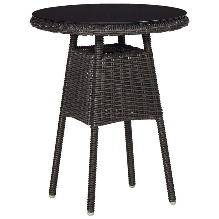 Garden Chairs 2 Pcs with Tea Table Poly Rattan Black Alppb