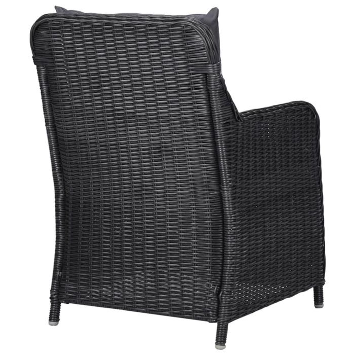 Garden Chairs 2 Pcs with Tea Table Poly Rattan Black Alppb