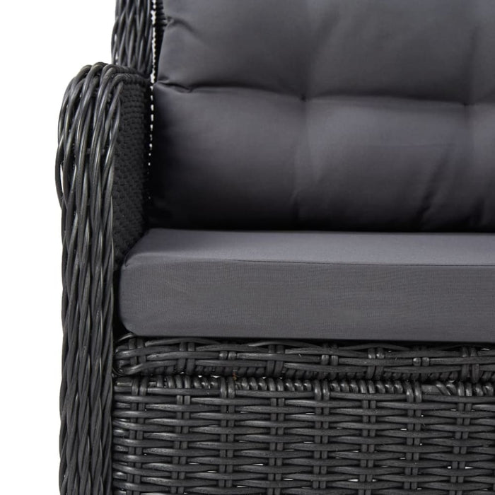 Garden Chairs 2 Pcs with Tea Table Poly Rattan Black Alppb