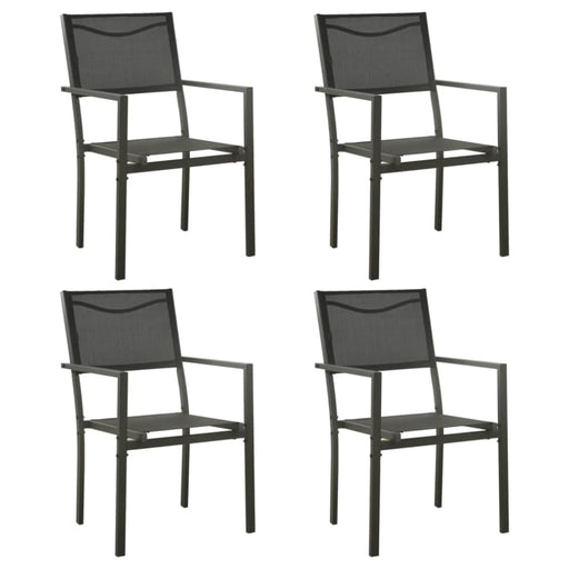 Garden Chairs 4 Pcs Textilene and Steel Black Anthracite