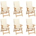 Garden Chairs 6 Pcs with Cream Cushions Solid Teak Wood