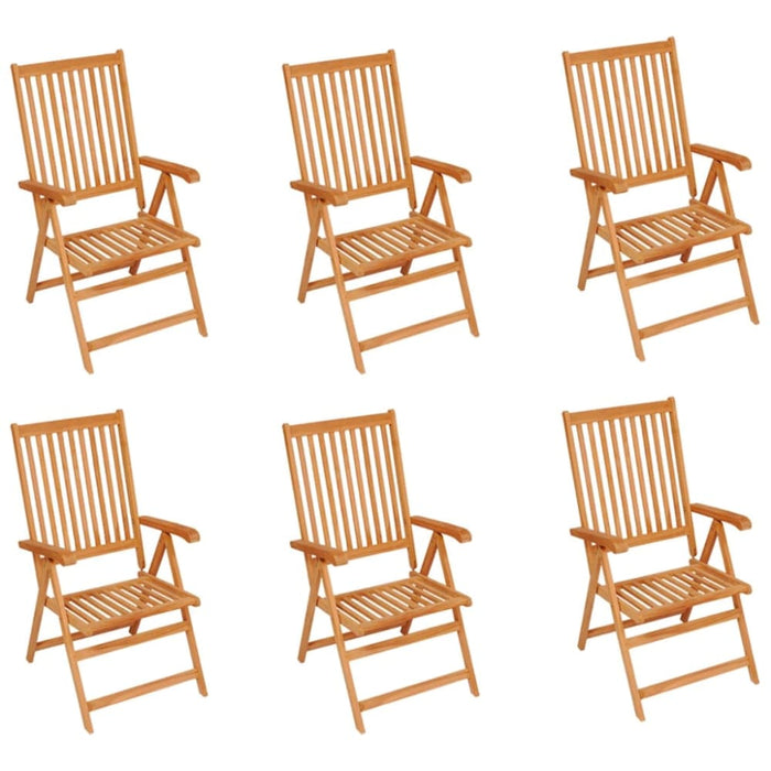 Garden Chairs 6 Pcs with Cream Cushions Solid Teak Wood