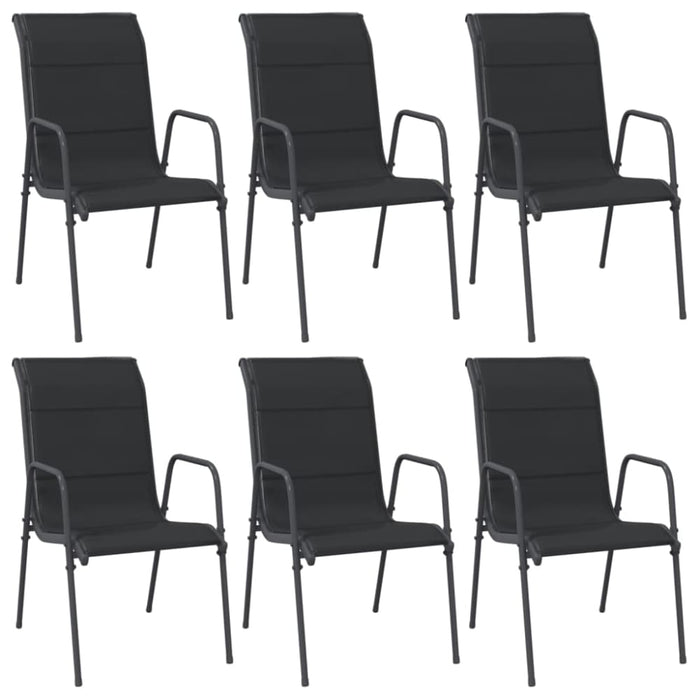 Garden Chairs 6 Pcs Steel and Textilene Black Tolnxx