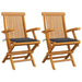 Garden Chairs with Anthracite Cushions 2 Pcs Solid Teak