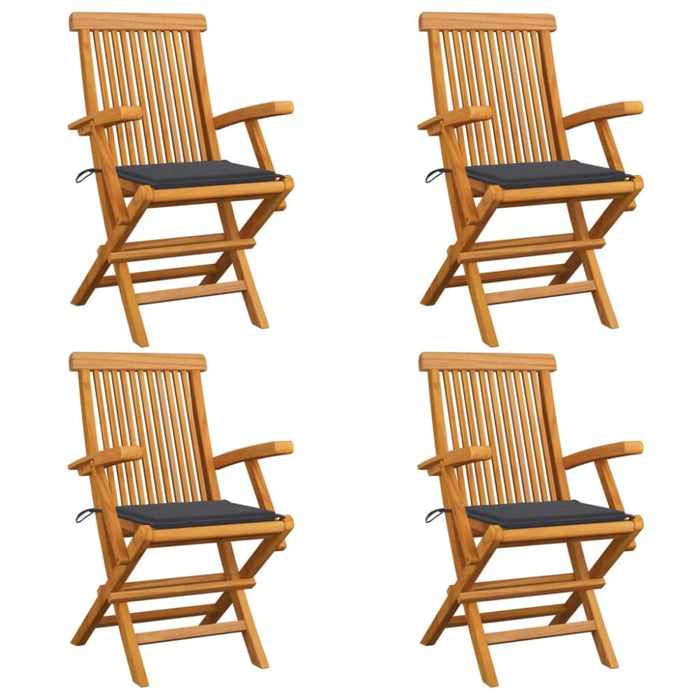 Garden Chairs With Anthracite Cushions 4 Pcs Solid Teak