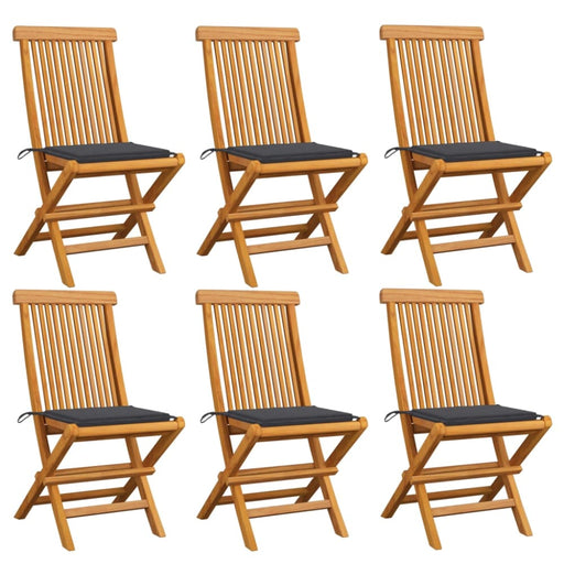 Garden Chairs With Anthracite Cushions 6 Pcs Solid Teak