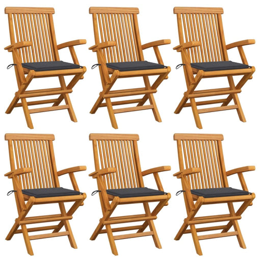 Garden Chairs With Anthracite Cushions 6 Pcs Solid Teak