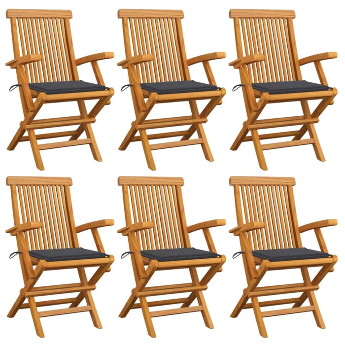 Garden Chairs With Anthracite Cushions 6 Pcs Solid Teak