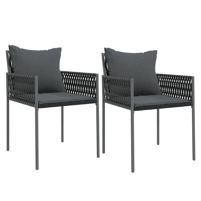 Garden Chairs with Cushions 2 Pcs Black 54x61x83 Cm Poly