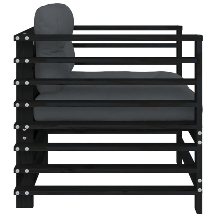 Garden Chairs with Cushions 2 Pcs Black Solid Wood Pine